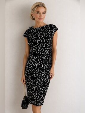 Matti Mamane Black & White Abstract Dress Medium